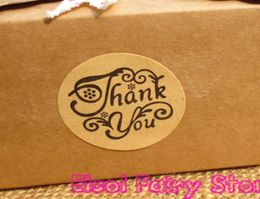 Whole 1200pcslot New Thank you design Kraft Seal Sticker Gift Seal Label Sticker For Party Favour Gift Bag Candy Box Decor3954824