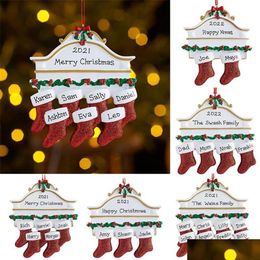 Christmas Decorations Resin Personalised Stocking Socks Family Of 2 3 4 5 6 7 8 Tree Ornament Pendants Dr Mjbag Drop Delivery Dht1Q