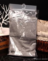 Transparent waterproof PVC Cloth Storage Bag With Hanger Plastic Packaging Button Seal Bag Clothes Scarves Hook Bags whole LX12198522