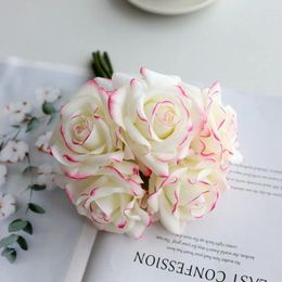 Decorative Flowers Elegant Charming Bridal Bouquet Room Decoration Fake Rose Wedding Party Table Decor Artificial Flower