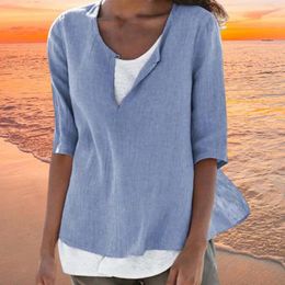Women's Blouses Women Latest Casual T Shirt V-neck T-shirt Half Sleeve Summer Top Womens Linen Elegant Blusas Tunic Femme Clothing