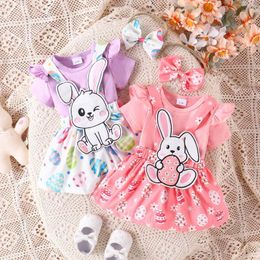 Clothing Sets My First Easter Baby Outfit For Girls Short Sleeve Bodysuit Suspender Eggs Skirts Headband Clothes 0-18M