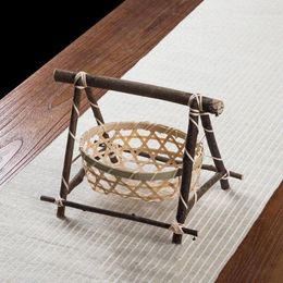 Kitchen Storage Natural Wicker Hamper Fruit Bamboo Basket Holder Woven Serve Bowl