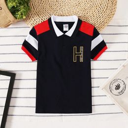 Baby Boy Polo Shirt Fashion Kids Short Sleeve Letter Children Clothes Boys Lapel Shirts Sports Bresthable Tops 240516