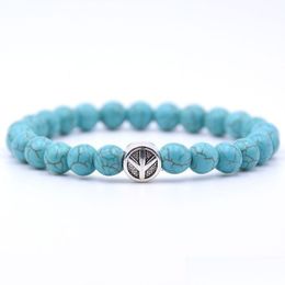 Beaded 10Pc/Set Peace Sign Bracelet Classic Natural Stone Bead Bracelets For Men Women Gift Drop Delivery Jewellery Dhxqg