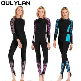 Women's Swimwear Oulylan One Piece Thin Diving Suit Long Sleeve Full Body Surfing Swim Snorkelling Beach Wear Sea Sunscreen Swimsuit