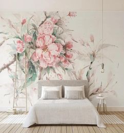 Custom Stereoscope 3D Mural Wallpaper Pink cherry blossoms wallpaper for girls room Living room bedroom wall wallpaper 3d2723404
