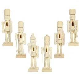 Decorative Figurines Christmas Puppet Nutcracker Soldier Soldiers Decorations Wooden Nutcrackers Unpainted