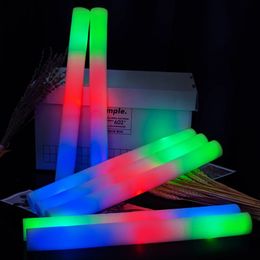 30Pcs RGB LED Glow Foam Stick Bulk Colorful LED Glow Sticks Cheer Tube Dark Light Birthday Wedding Party Supplies 240517