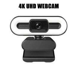 Webcams New 4K ultra clear USB network camera with microphone suitable for desktop PC camera broadcast video call conference work fill network camera J240518