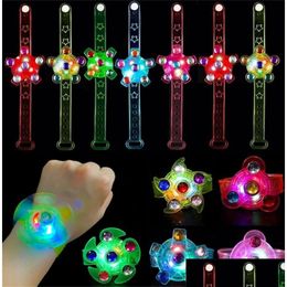 Spinning Top Kids Party Favors Led Light Up Fidget Bracelet Toys Glow In The Dark Supplies Christmas Gift Drop Delivery Gifts Novelty Otaz3