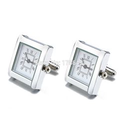 Lepton Functional Watch Cufflinks For Men Square Real Clock Cuff links With Battery Digital Mens Watch Cufflink Relojes gemelos CJ1730139