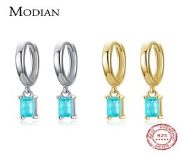 Modian Exquisite Tourmaline Hoop Earrings Fashion Real 925 Sterling Silver Rectangle Paraiba Earring For Women Fine Jewelry Gift 23468418