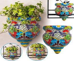 Garden Decorations Resin Flower Pot Handmade Statue FlatBacked Wall Planter Crafts Decor For Home Gardening Ornaments HVR881650419