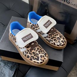 Casual Shoes Retro Fashion Leopard For Women Breathable Leather Flat Men Non-slip Lace-up Skate Zapatos Para Mujeres