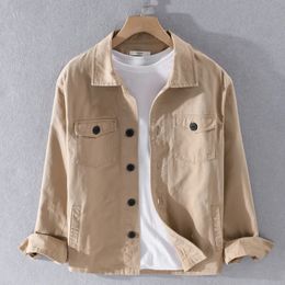 100% Cotton Tooling Japanese Jacket Coat Mens Long Sleeve Khaki Shirt Casual Comfortable Thick camping 240513