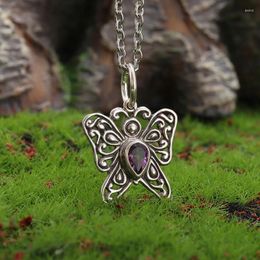 Pendant Necklaces Fashionable Insect Butterfly Color Gemstone Necklace For Women Elegant Banquet Party Jewelry Girls Gift