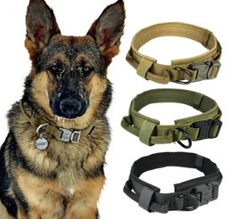 Dog Collar Nylon Adjustable Military Tactical Dog Collars Control Handle Training Pet Dog Cat Collar Pet Products Q11192357327