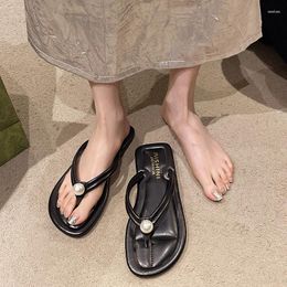 Slippers INS Fashion Summer Shoes For Women Square Head Platform Flip Flops Solid Color Beach Clothing Outdoor