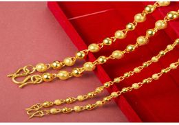 6mm8mm Frosted Smooth Beads Chain 18k Yellow Gold Filled Hip Hop Mens Necklace Collar2404204