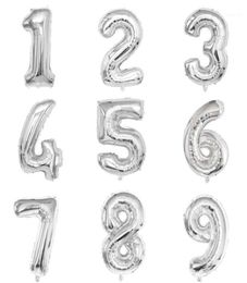 Party Decoration 32inch Silver Foil Number Balloon First Baby Girl Kids Birthday Decorations 1st 1 2 3 4 5 6 7 8 9 10 30 40 Years 7950337