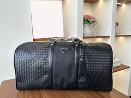 Classic fashion Black nylon PU woven pattern Designer Duffel Bag for Women Men Gym Bags Sport Travel Handbag Large Capacity Duffle Handbags 52*27*16cm