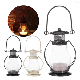 Candle Holders Garden Lamp Kerosene Lantern With Handle Iron Wrought Holder Retro