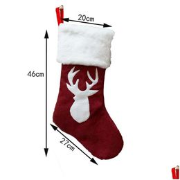 Christmas Decorations Stockings Decor Trees Ornament Party Santa Snow Elk Design Stocking Candy Socks Bags Xmas Gifts Bag Drop Deliver Dhbdn