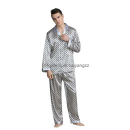 Mens Sleepwear Stylish Bar Spring Summer Autumn Men Satin Silk Pyjamas Sets Of T-Shirt Shorts Male Pijama Leisure Home Clothing Drop Dh5Dh