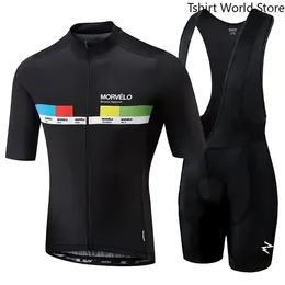 Racing Jackets Morvelo 2024 Men Summer Clothing Cycling Clothes Kits Short Sleeve Bib Shorts Men's Breathable Set