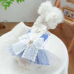 Dog Apparel Jewellery Lace Skirt Clothes Dress Bowknot Dogs Clothing Fashion Kawaii Warm Small Pet Costume Autumn Winter Ropa Para Perro