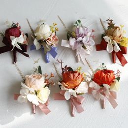 Wedding Flowers White Wrist Corsage Bridesmaid Rose For Bracelet Accessories Bridal Hand Flower