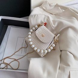 Shoulder Bags Super Mini Stone Pattern PU Leather Crossbody Bag For Women 2024 Luxury Pearl Design Handbags Female Cross Body
