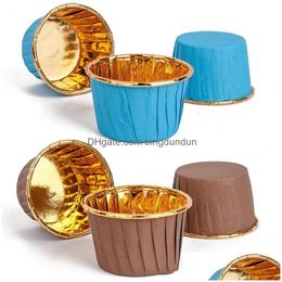 Cupcake 50Pcs/Lot Paper Cake Mould Round Shaped Muffin Baking Moulds Kitchen Cooking Bakeware Maker Diy Christmas Party Decorating Tools Dhpjd