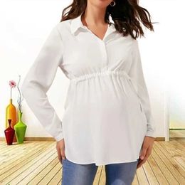 Maternity Tops Tees Women Maternity Clothes Long Sleeve Solid Color Nursing Tops Blouse For Breastfeeding 2024 New Ropa para embarazadas Y240518
