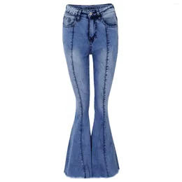 Women's Jeans Women'S Stretch High Waist Frayed Denim Flare Pants Girl Flared Casual Knit Jean Women