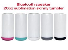 20oz Straight Sublimation Skinny Tumblers With Bluetooth Speaker Blank White Double Wall 304 Stainless Steel Insulated Coffee Mug 7899915