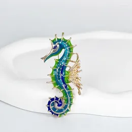 Brooches 2024 Vintage Glazed Seahorse Imitation Enamel Brooch Coloured Animal Pin Women's Fashion Coat Breast Flower Jewellery Gift