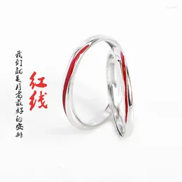 Cluster Rings Personalized S925 Sterling Silver Red String Couple For Men And Women Stylish Fashionable Accessories