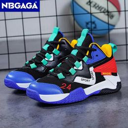 Athletic Outdoor Outdoor Kids Sneakers 5-16Years Boys Basketball Shoes 2024 Fashion Childrens Soft Sole Breathable Running Walking Sneaker Y240518