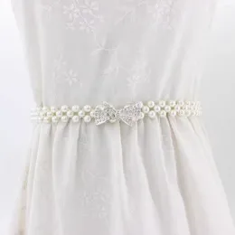 Belts A Bow Tie With Diamond Embellishments Women's Belt Pearl Dress Casual And Versatile