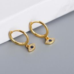 Hoop Huggie 18k Gold 100 Authentic 925 Sterling Silver Blue Eye Evil Earrings Jewellery Women039s CE1291446554