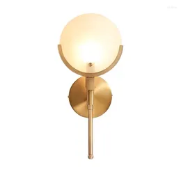 Wall Lamp American Copper Bedroom Bedside Light Led Bathroom Mirror Living Room Modern Sconce Office Study Lamps