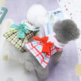 Dog Apparel Stylish Puppy Dress Button Closure Dress-up Contrast Colour Summer Pet Clothes