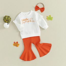 Clothing Sets 2024 Halloween Born Infant Toddler Baby Girl Clothes Costumes Letter Long Sleeve Tops Flare Pants Headband Outfit