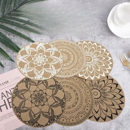 Table Mats Imitation Linen Round PVC Heat Insulation Mat Coffee High-end Western Place Waterproof Light Luxury