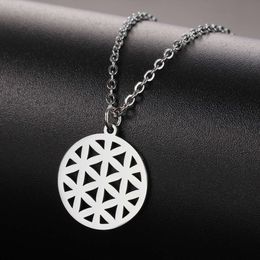Vintage Flower Of Life Necklace Stainless Steel Geometric Round Pendant Spiritual Jewelry For Women Valentine S Day Gifts
