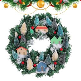 Decorative Flowers Christmas Wreath With Lights Pre-Lit Crafted For Indoor Embellishment Seasonal Ornament Front Door Wall