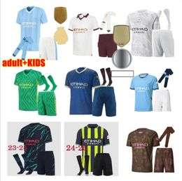 men Adult kids kit Man City HAALAND soccer jerseys J.alvarez EDERSON 22 23 24 DE BRUYNE MANS CITIES GREALISH Bernardo EDERSON MAHREZ FODEN 2023 2024 2025football shirt