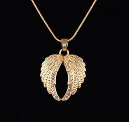 Gold/Silver Plated Archangel Wings Religious Amulet With Crystals Chain Women Men Necklace7319148